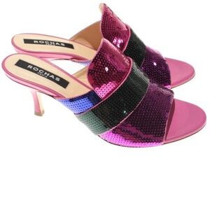 Rochas Vibrant Sequin Mule Sandals